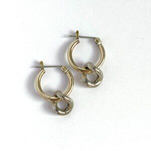 LAURA LOMBARDI MINI ONDA CHARM BRASS HOOPS EARRINGS